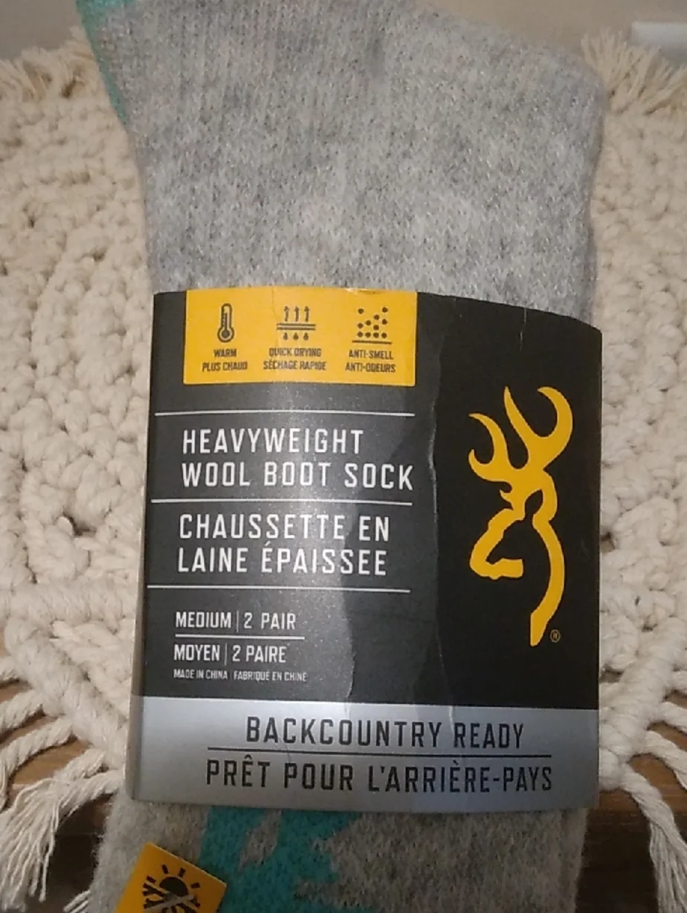 2 Pairs Unisex Browning Heavyweight Wool Boot Socks